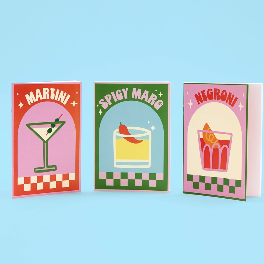 A5 Cocktail Art Trio of Notebooks